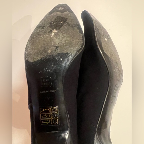 Vintage Black knee high sock boots with pointed toe and kitten heel - Picture 5 of 5